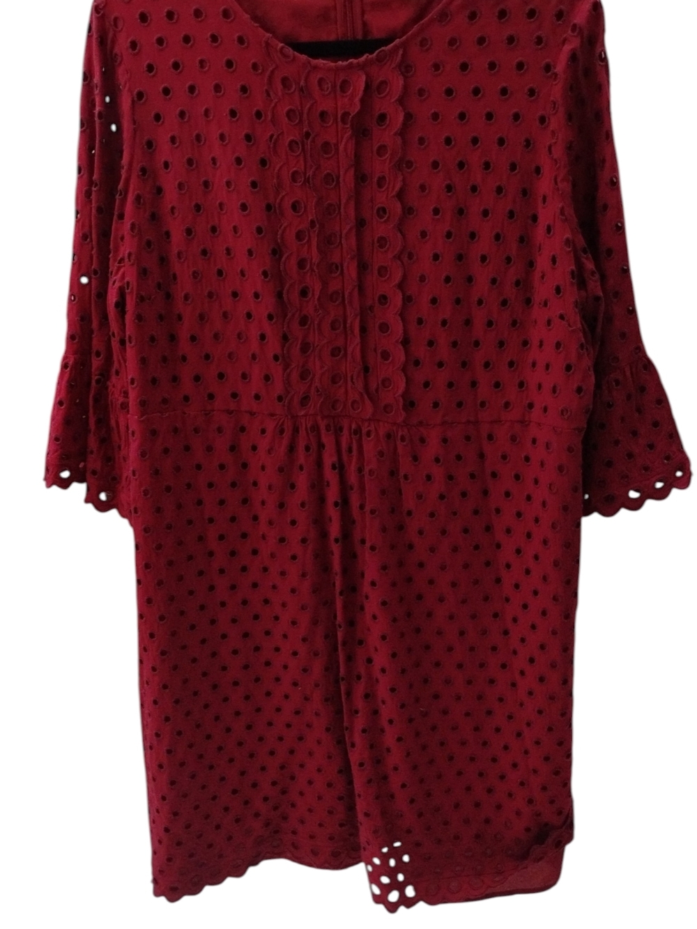Boden Women’s Burgundy Eyelet Midi Dress SZ 16 - Picture 5 of 7
